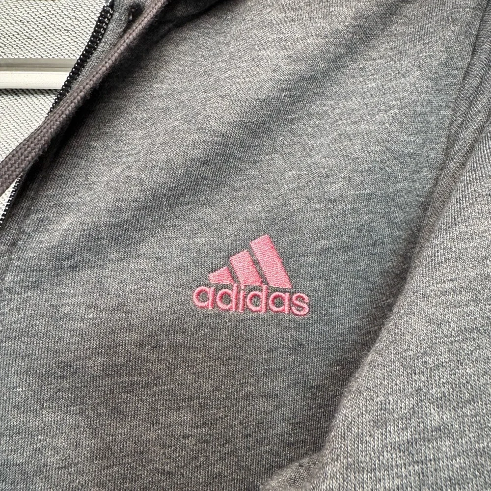 Adidas Gray Zip-Up Hoodie with Pink Accents - Picture 3 of 5